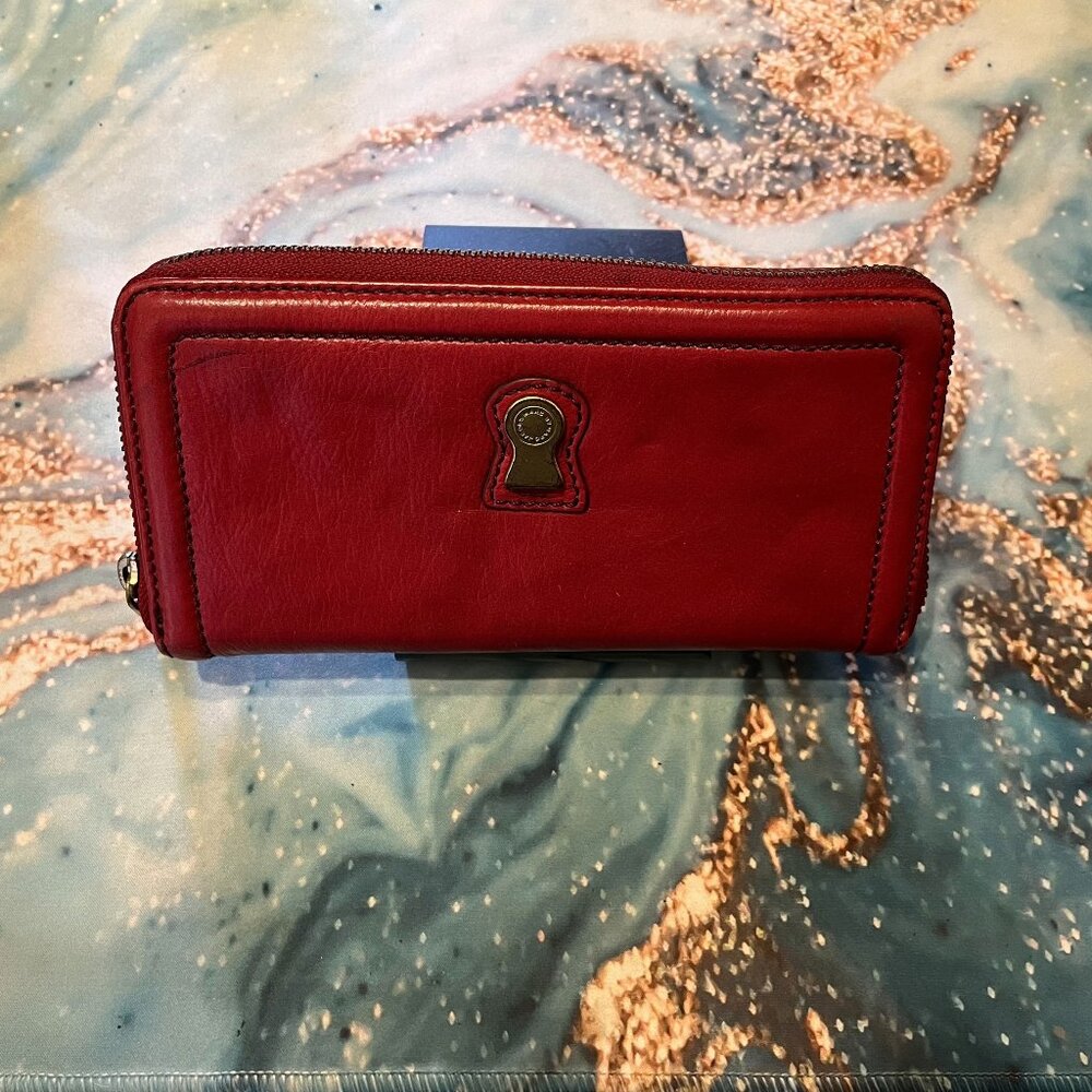 Marc by Marc Jacobs Red Leather Zip-Around Accordion Wallet
